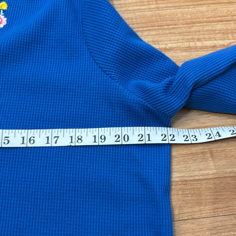 Woman Within Women’s Blue Embroidered Thermal Henley‎ Long Sleeve Size Large - Picture 6 of 10